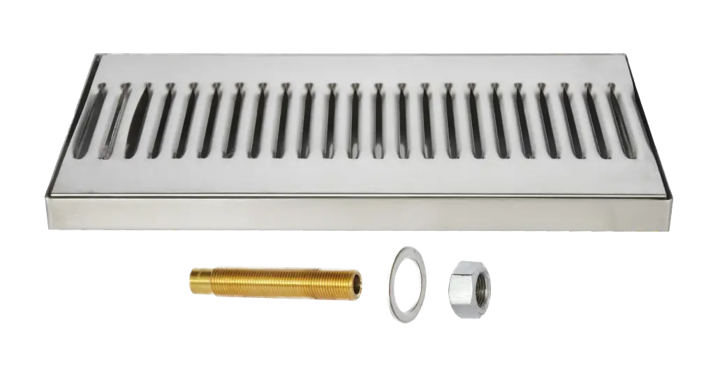 12" x 5" Surface Mount Drip Tray | Brushed Stainless | With Drain