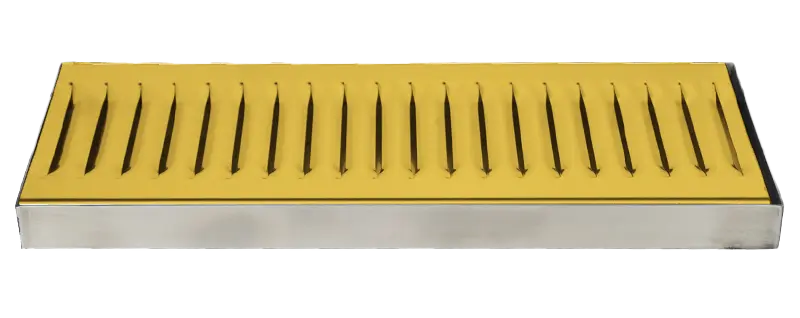 12" x 5" Surface Mount Drip Tray | Brushed Stainless with Gold Finish | No Drain