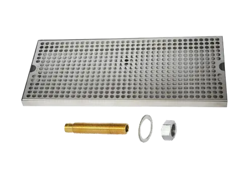 24" x 8" Surface Mount Drip Tray | Brushed Stainless | With Drain