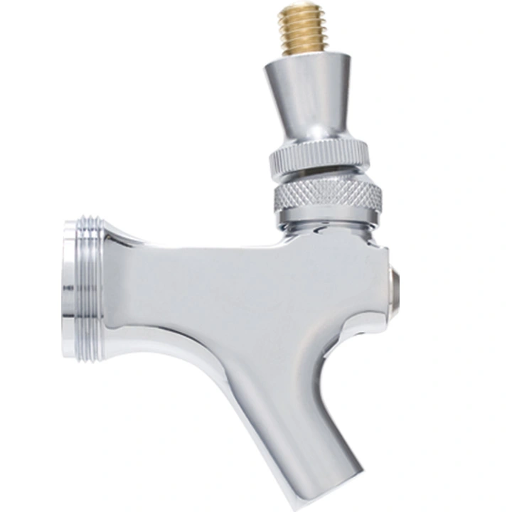 Beer Faucet | Flat Top Chrome Plated Brass with Brass Lever