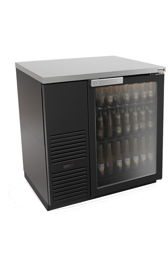 Back Bar - 36" - Black / Glass Door