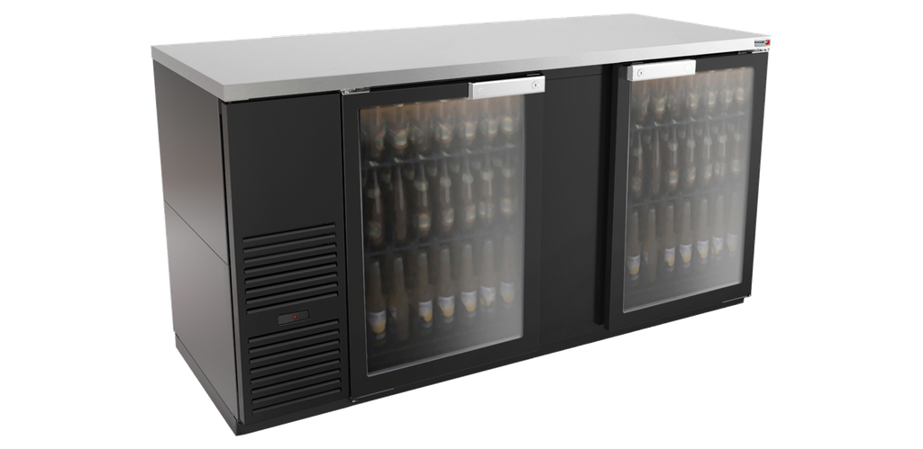 Back Bar  -  69"   -  Black / Glass Door