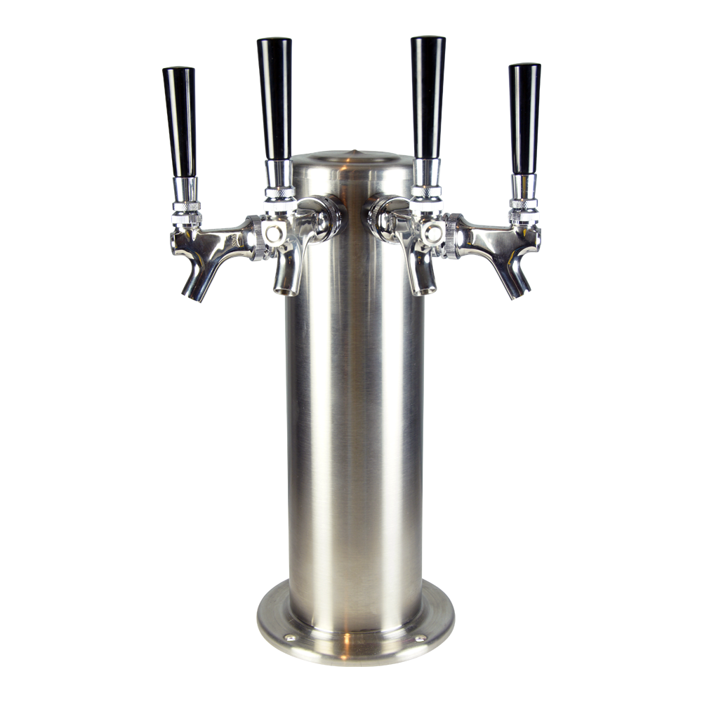 4" Draft Tower - 4 Faucet - Stainless Steel - Glycol Cooled