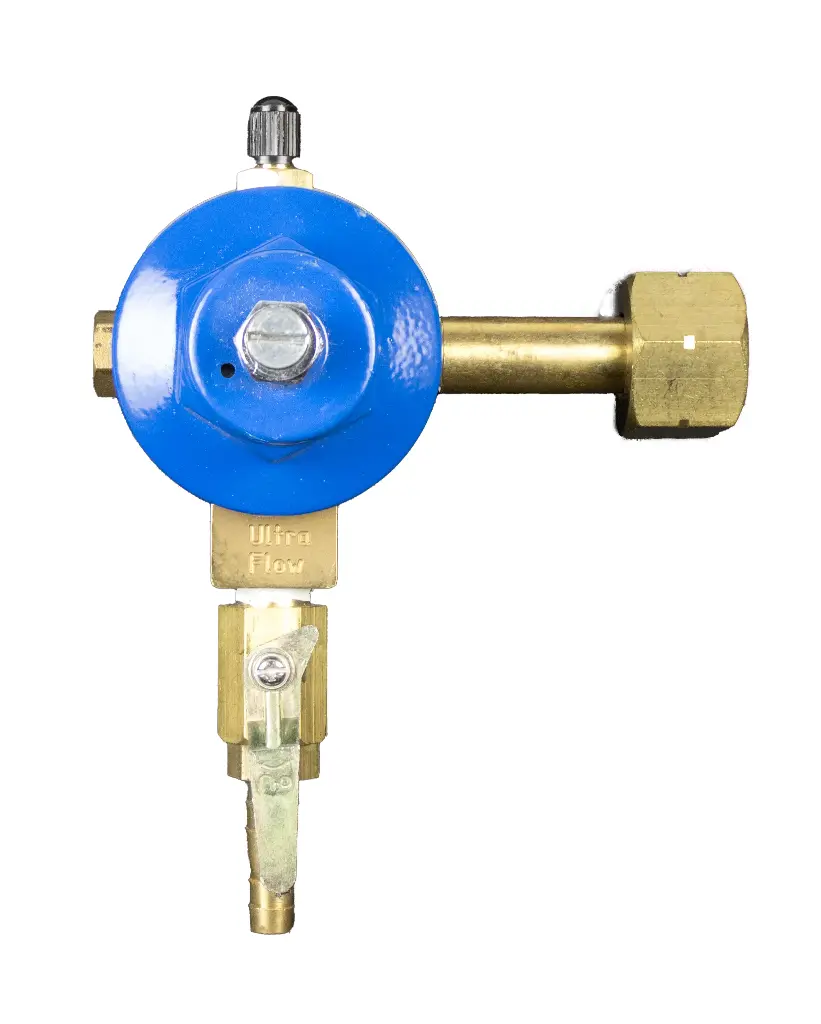 Primary CO2 Regulator | Gaugeless | 1 Pressure 1 Product | Tank Mount | 0-60psi | 5/16 to 3/8 Multi Barb Shut-Off Outlet