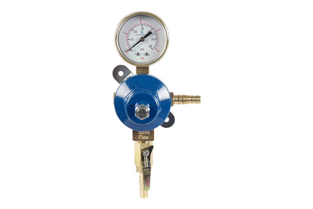 Secondary CO2 Regulator | 1 Pressure 1 Product | Wall Mount | 0-60psi | 5/16 to 3/8 Multi Barb Inlet & Shut-Off Outlet