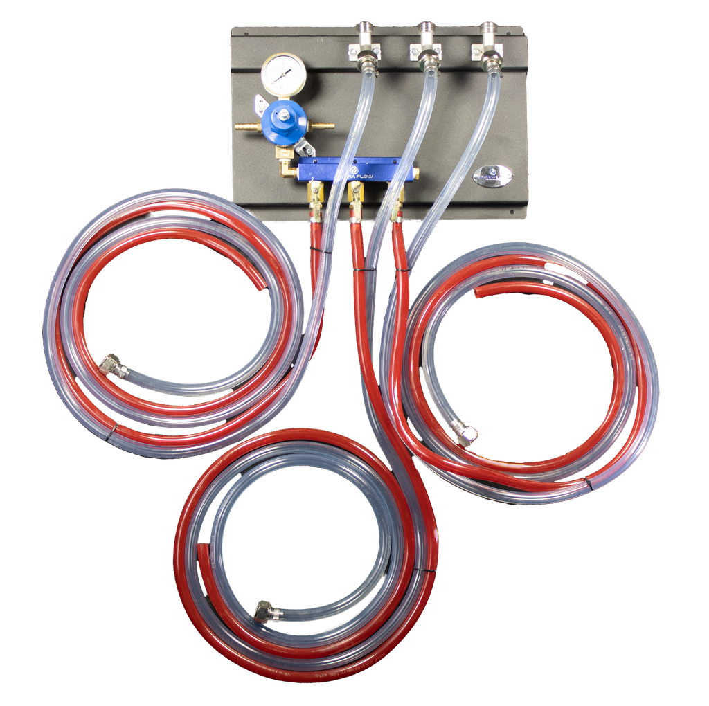 Secondary CO2 Regulator | 1 Pressure 3 Product | Panel Mount | 0-60psi | 5/16 to 3/8 Multi Barb Inlet & Shut-Off Outlet