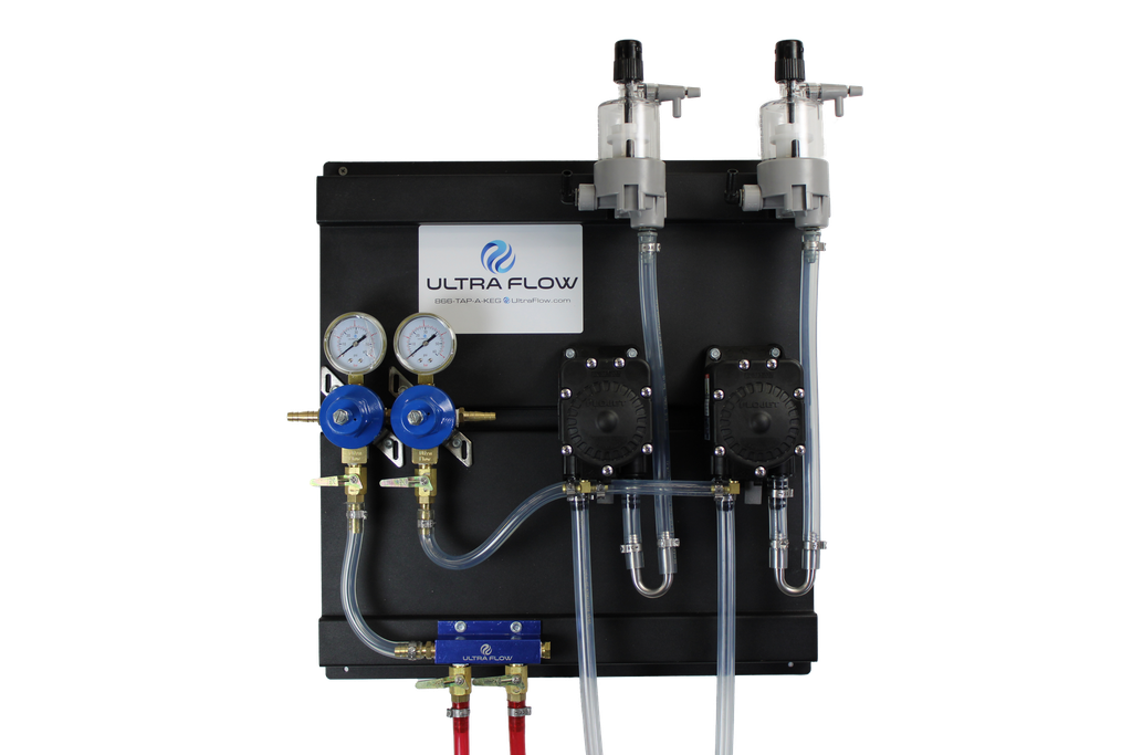 Secondary CO2 Regulator - 2 Pressure 2 Product - Panel Mount - Panel Assembly with Gas/Product Hoses, FOBs, & Beer Pumps