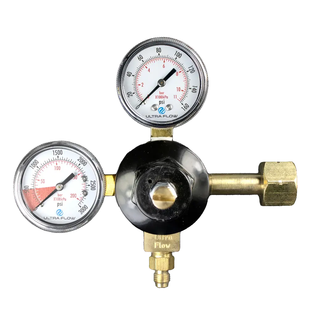 Primary Soda CO2 Regulator | 1 Pressure 1 Product | Tank Mount | 1/4 Flare Fitting with Check Ball Outlet | Black