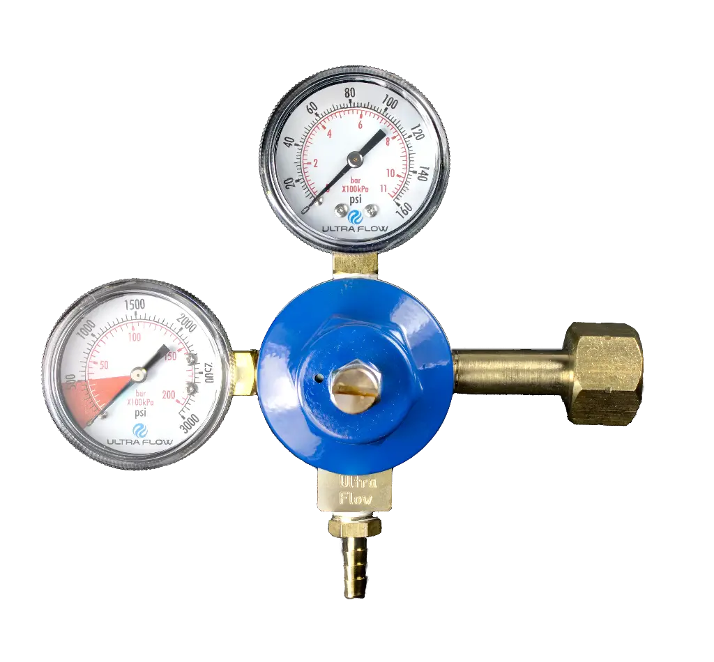 Primary Soda CO2 Regulator - 1 Pressure 1 Product - Tank Mount - 1/4 Barb Outlet- Blue