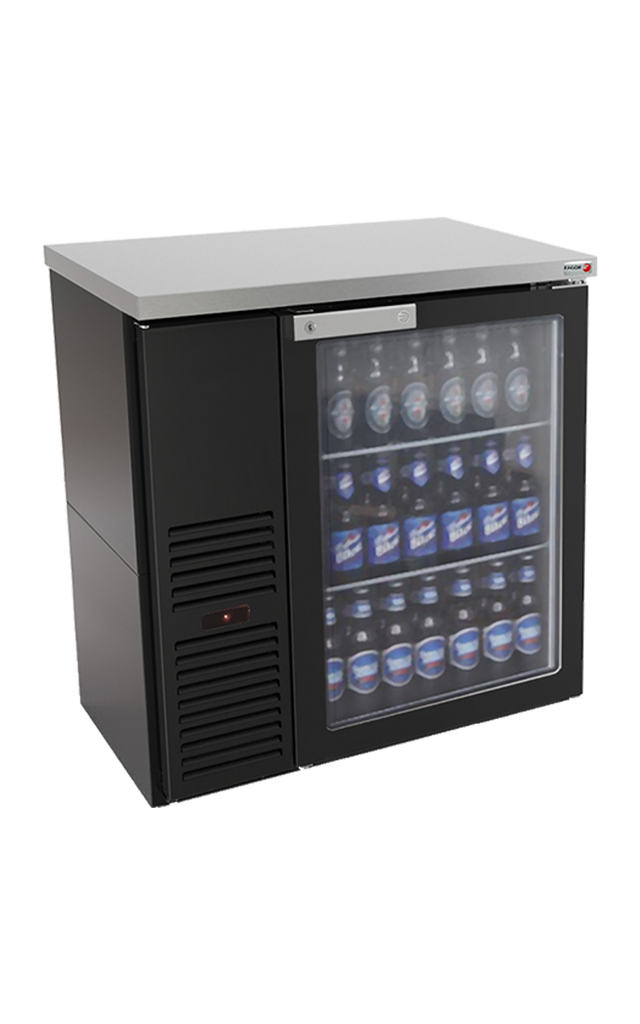 Back Bar - 24" - Black/Glass Door
