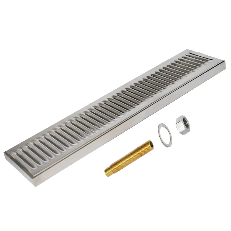 24" x 5" Surface Mount Drip Tray | Brushed Stainless | With Drain