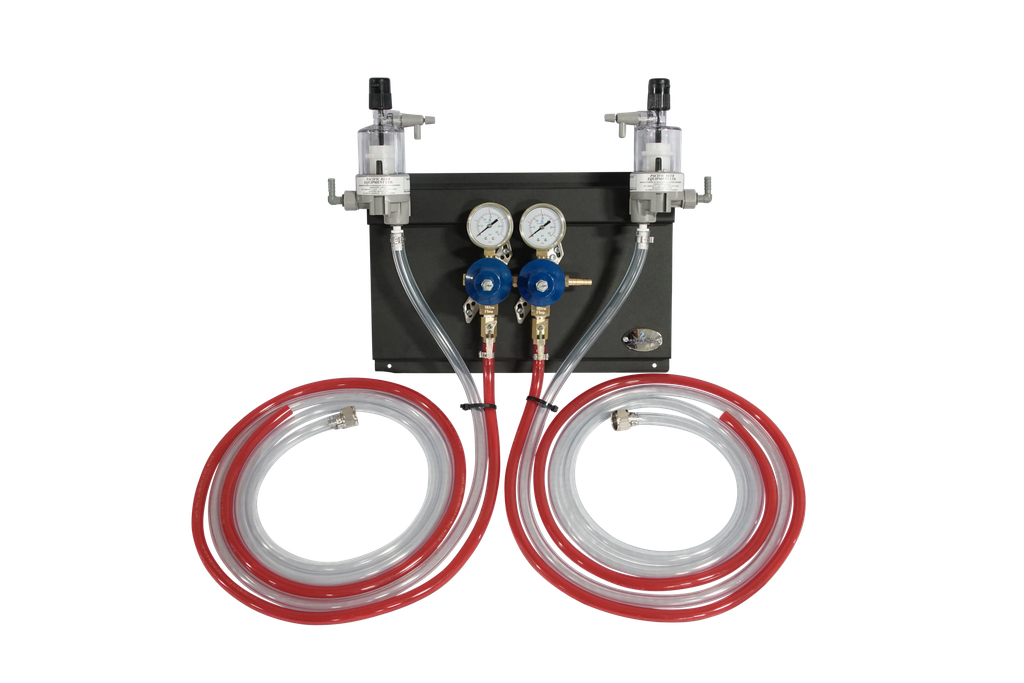 Secondary CO2 Regulator | 2 Pressure 2 Product | Panel Mount | Panel Assembly with Gas/Product Hoses & FOBs | Beer Y 