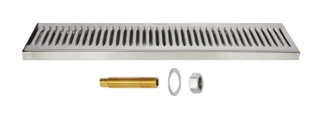 36" x 5" Surface Mount Drip Tray | Brushed Stainless | With Drain
