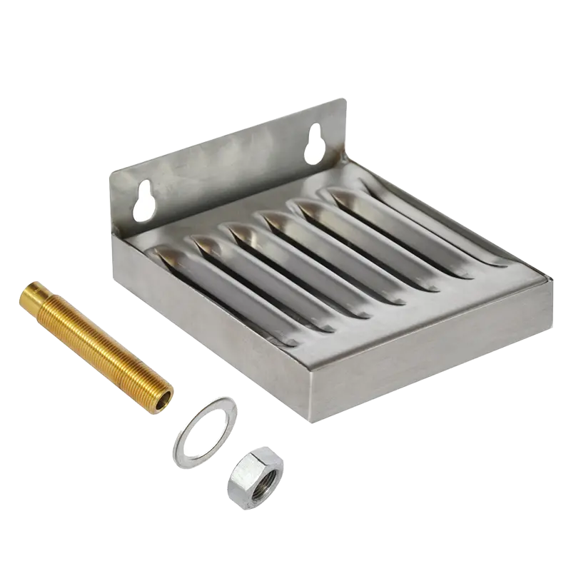 6" x 4" Wall Mount Drip Tray | Brushed Stainless | With Drain