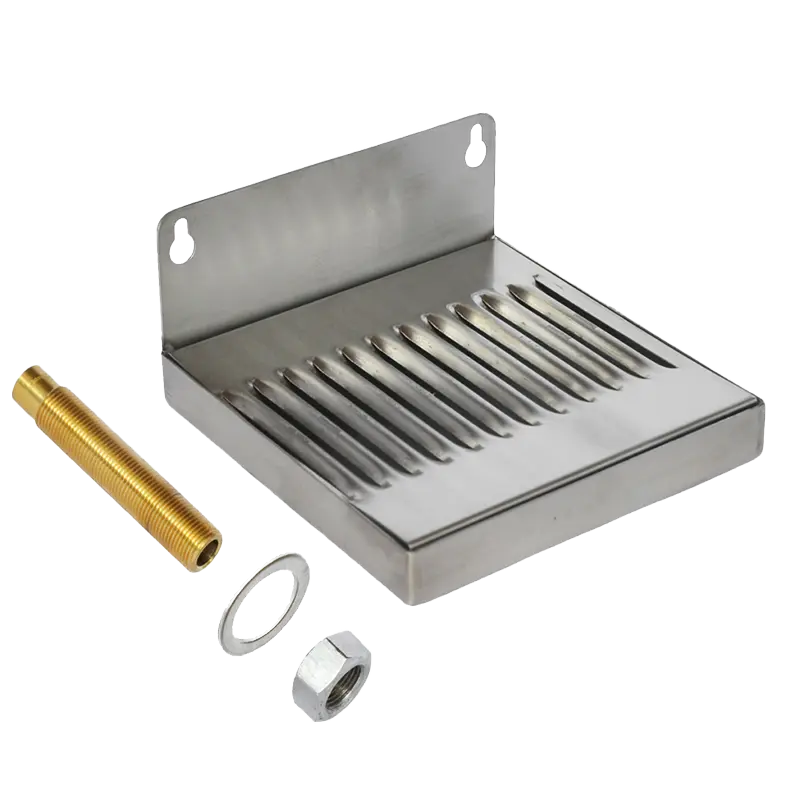 6" x 6" Wall Mount Drip Tray | Brushed Stainless | With Drain