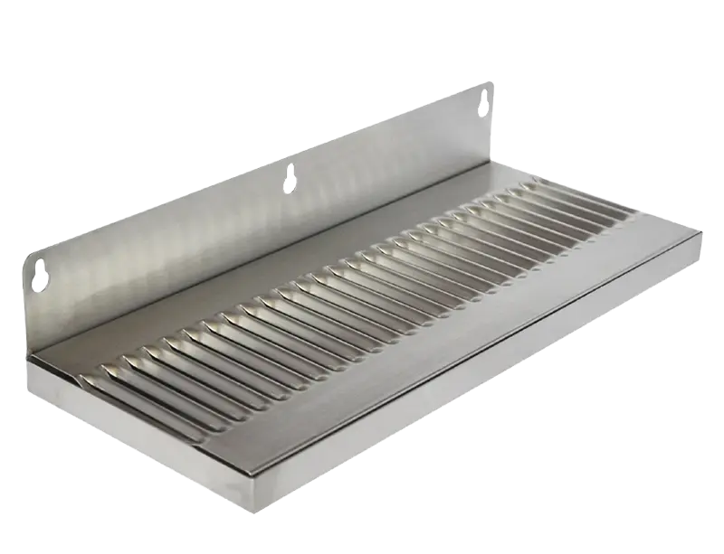 14" x 6" Wall Mount Drip Tray | Brushed Stainless | No Drain
