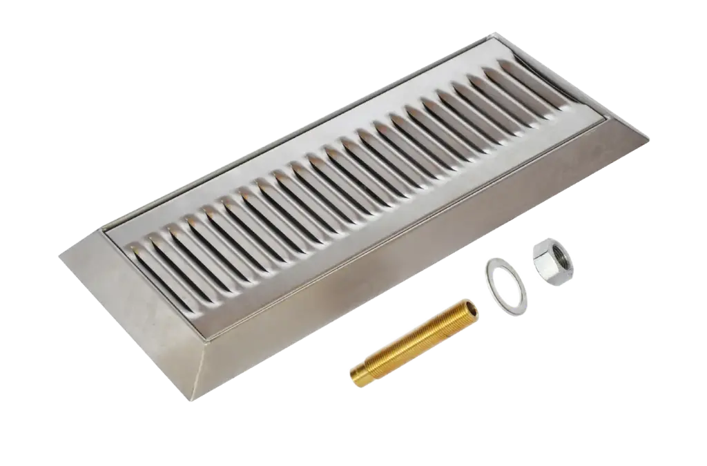 16" x 6.5" Surface Mount Drip Tray | Bevel Edge | Brushed Stainless | With Drain