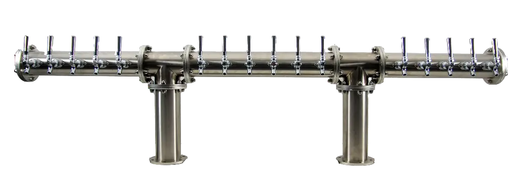 Industrial Pipe 'H' Tower | 16 Faucet | Brushed Stainless Steel | Glycol Cooled 