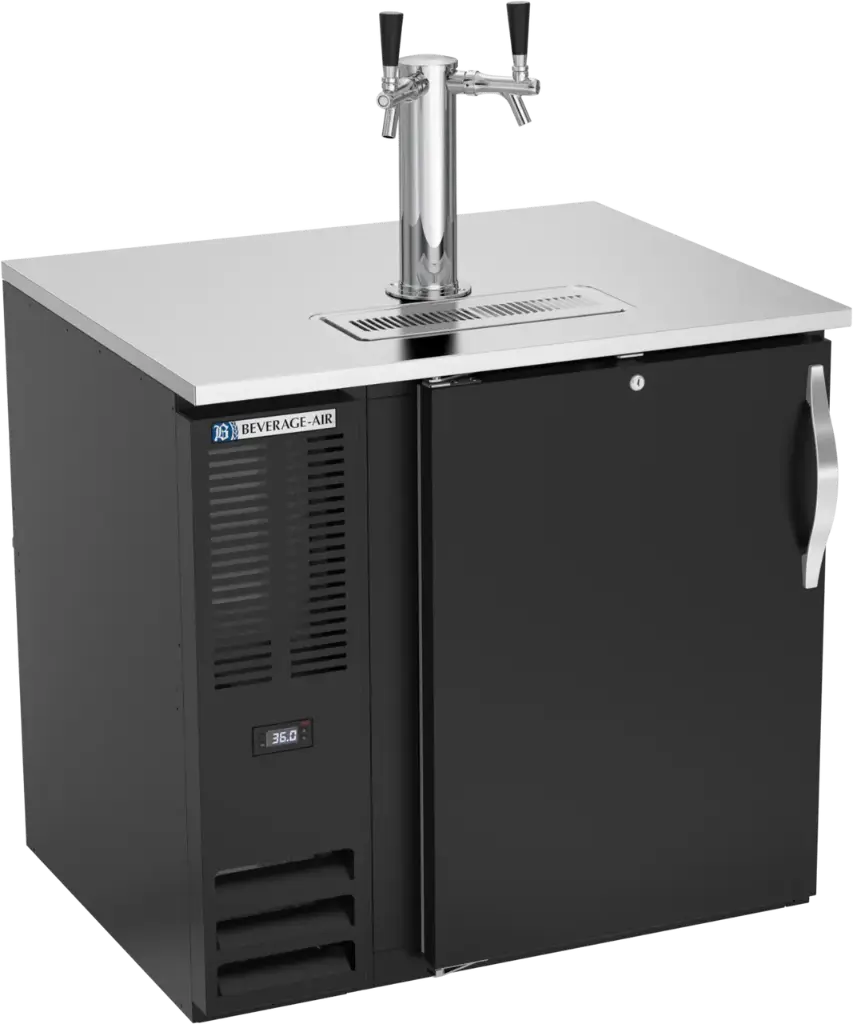 Beverage Air Direct Draw | 36" | Black Finish | with 1x 2-Product Stainless Column Tower