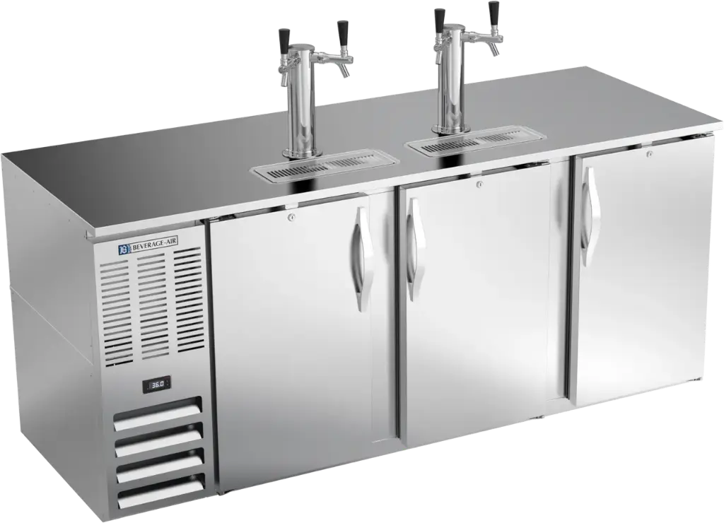 Beverage Air Direct Draw | 78" | Stainless Finish | with 2x 2-Product  Stainless Column Towers 