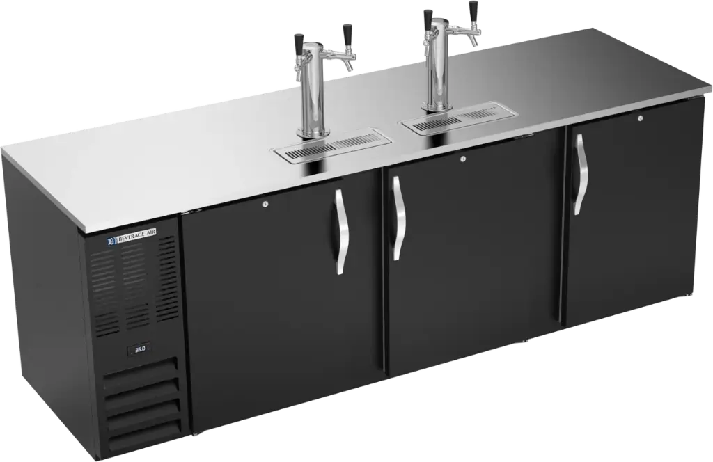 Beverage Air Direct Draw | 94" | Black Finish | with 2x 2-Product Stainless Column Towers