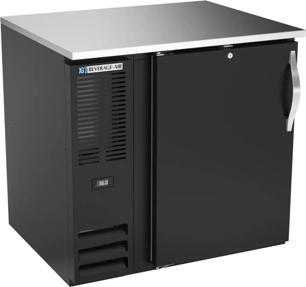 Beverage Air Back Bar Cooler | 36" Wide | Black Finish | Solid Doors