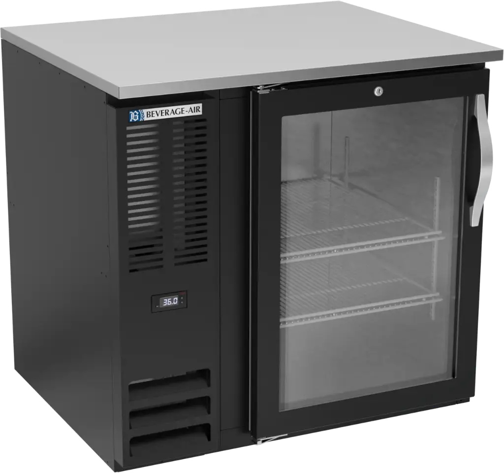 Beverage Air Back Bar Cooler | 36" Wide | Black Finish | Glass Doors