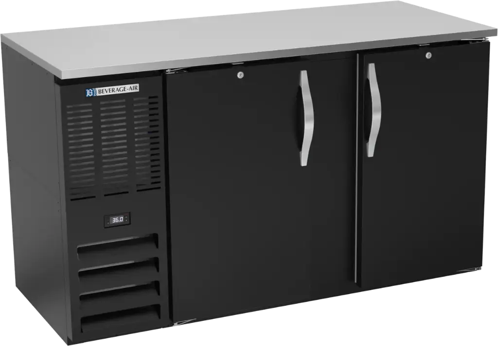 Beverage Air Back Bar Cooler | 58" Wide | Black Finish | Solid Doors
