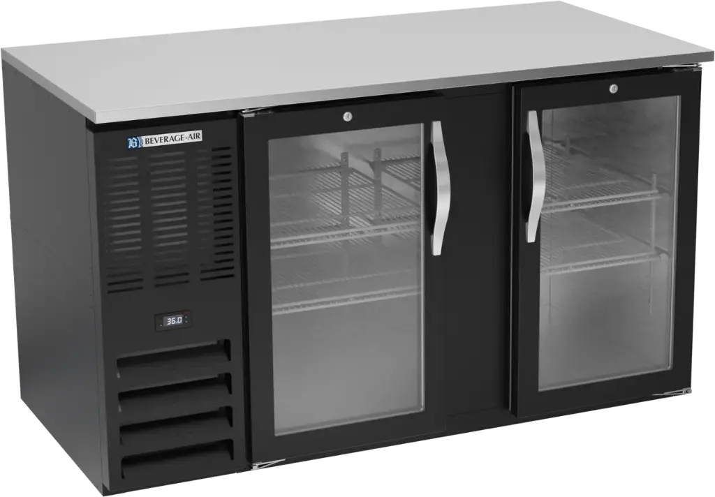 Beverage Air Back Bar Cooler | 58" Wide | Black Finish | Glass Doors