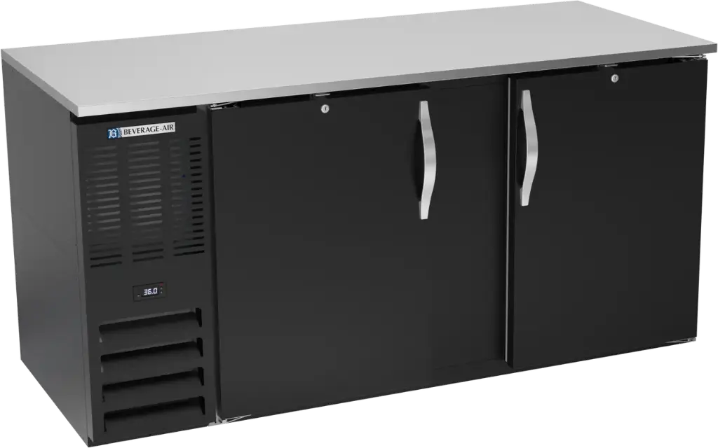 Beverage Air Back Bar Cooler | 68" Wide | Black Finish | Solid Doors