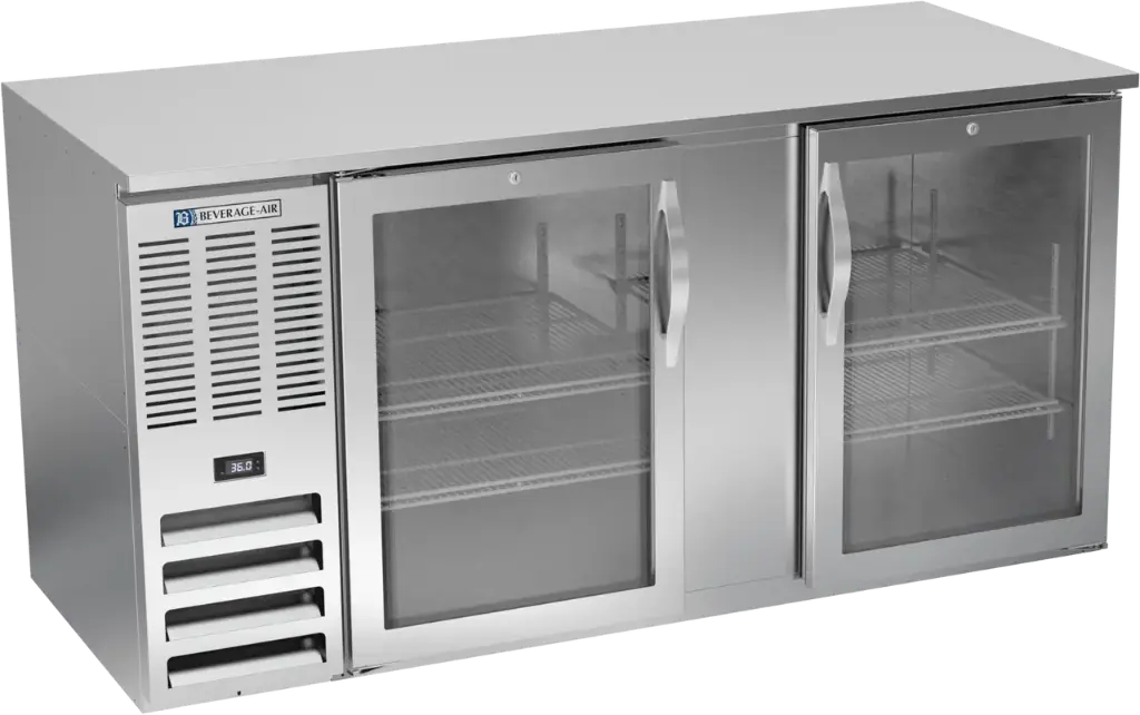 Beverage Air Back Bar Cooler | 68" Wide | Stainless Steel | Glass Doors