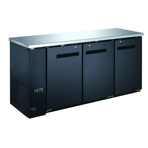 Falcon Back Bar Cooler | 79" Wide | Black Finish | Solid Doors