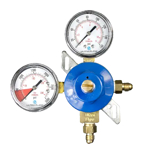 [R1311WM] Primary Soda CO2 Regulator | 1 Pressure 1 Product | Wall Mount | 1/4 Flare Fitting with Check Ball Outlet | Blue