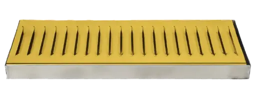 [DT-12x5SSG] 12" x 5" Surface Mount Drip Tray | Brushed Stainless with Gold Finish | No Drain