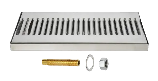 [DT-18x5SSD] 18" x 5" Surface Mount Drip Tray | Brushed Stainless | With Drain