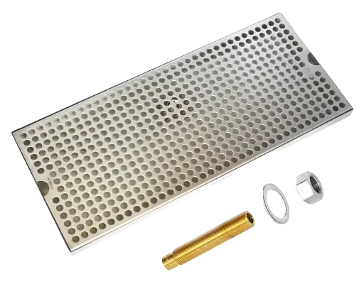 [DT-18x8SSD] 18" x 8" Surface Mount Drip Tray | Brushed Stainless | With Drain