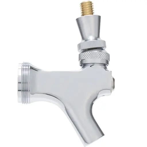 [F500] Beer Faucet | Flat Top Chrome Plated Brass with Brass Lever
