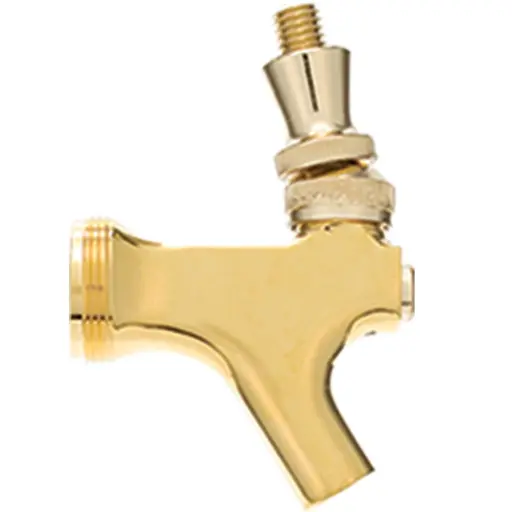 [F502] Beer Faucet - Flat Top Gold Plated Brass with Brass Lever