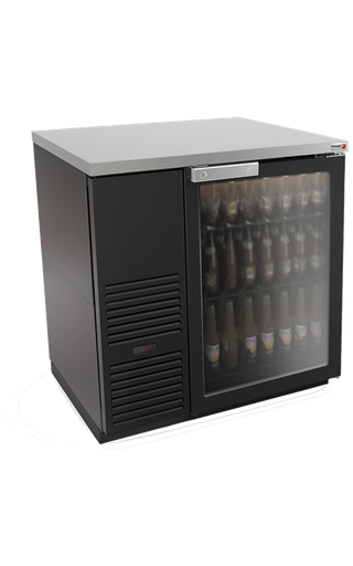 [UFBB-36G-N] Back Bar - 36" - Black / Glass Door