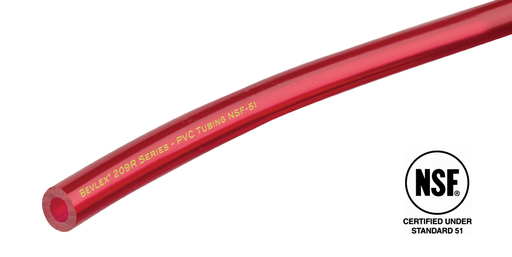 [RPVC-516T-100] Bevlex Tubing | NSF51 | 5/16" x 9/16" | 100' Coil | Red Translucent