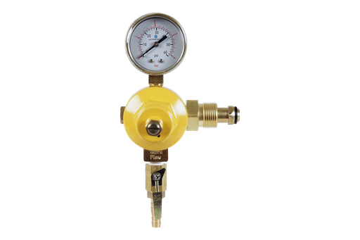 [R1201] Primary Nitrogen Regulator | 1 Gauge | 1 Pressure 1 Product | Tank Mount | 0-60psi | 5/16 to 3/8 Multi Barb Shut-Off Outlet