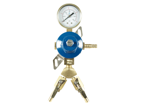 [R1101-2] Secondary CO2 Regulator | 1 Pressure 2 Product | Wall Mount | 0-60psi | 5/16 to 3/8 Multi Barb Inlet & Shut-Off Outlet