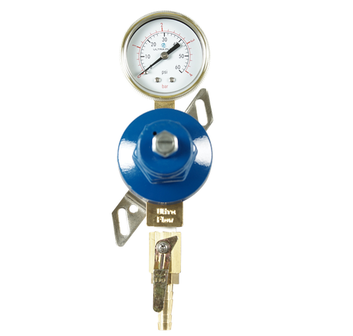 [R1104] Secondary CO2 Regulator | 1 Pressure 1 Product | Wall Mount | 0-60psi | 5/16 to 3/8 Multi Barb Shut-Off Outlet without Inlet/Plug