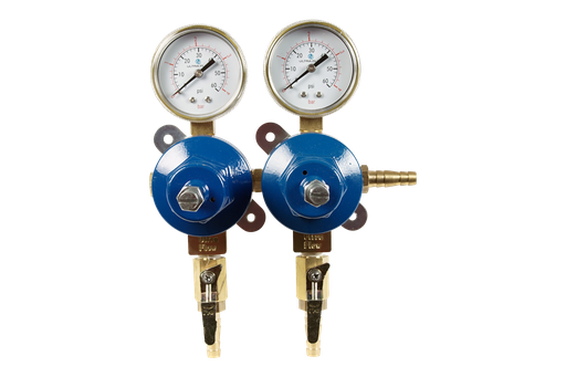 [R1122] Secondary CO2 Regulator |  2 Pressure 2 Product | Wall Mount | 0-60psi | 5/16 to 3/8 Multi Barb Inlet & Shut-Off Outlet