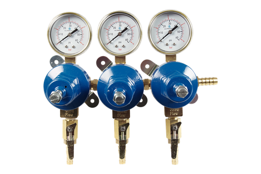 [R1133] Secondary CO2 Regulator | 3 Pressure 3 Product | Wall Mount | 0-60psi | 5/16 to 3/8 Multi Barb Inlet & Shut-Off Outlet