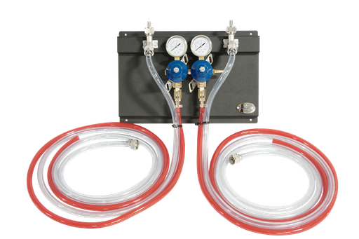 [R1122PM] Secondary CO2 Regulator | 2 Pressure 2 Product | Panel Mount | Panel Assembly with Gas/Product Hoses