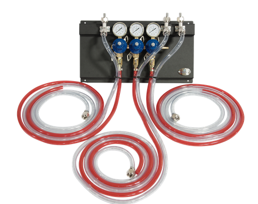 [R1133PM ] Secondary CO2 Regulator | 3 Pressure 3 Product | Panel Mount | Panel Assembly with Gas/Product Hoses