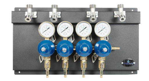 [R1144PA] Secondary CO2 Regulator | 4 Pressure 4 Product | Panel Mount | Regulator and Panel Only with Elbows