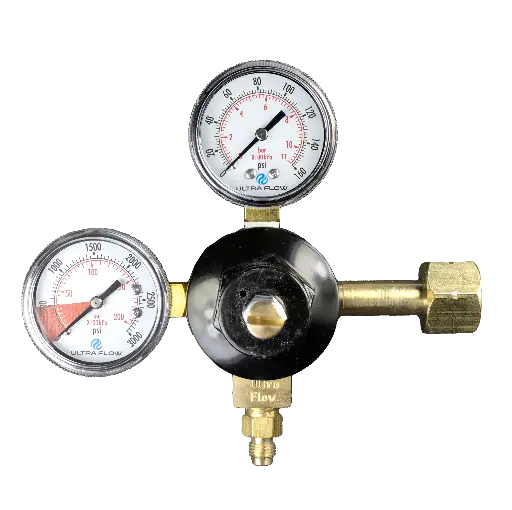 [R1311B] Primary Soda CO2 Regulator | 1 Pressure 1 Product | Tank Mount | 1/4 Flare Fitting with Check Ball Outlet | Black