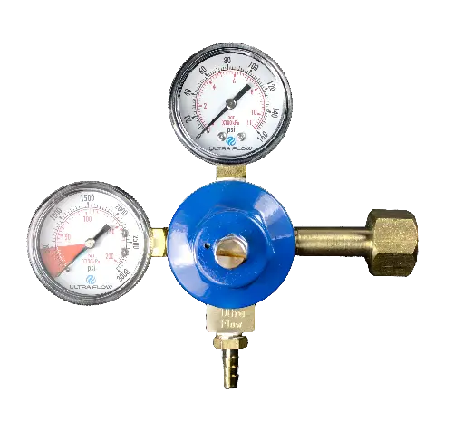 [R1311-14] Primary Soda CO2 Regulator | 1 Pressure 1 Product | Tank Mount | 1/4 Barb Outlet- Blue